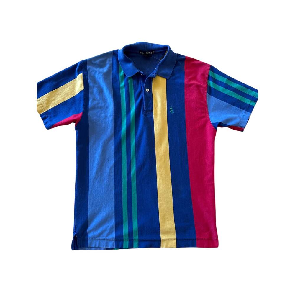 Vintage 90s Nautica Mens L Multicolor Stripe Polo Shirt